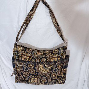 Four Seasons Handbag Co Navy blue with tan light blue pattern quilted crossbody